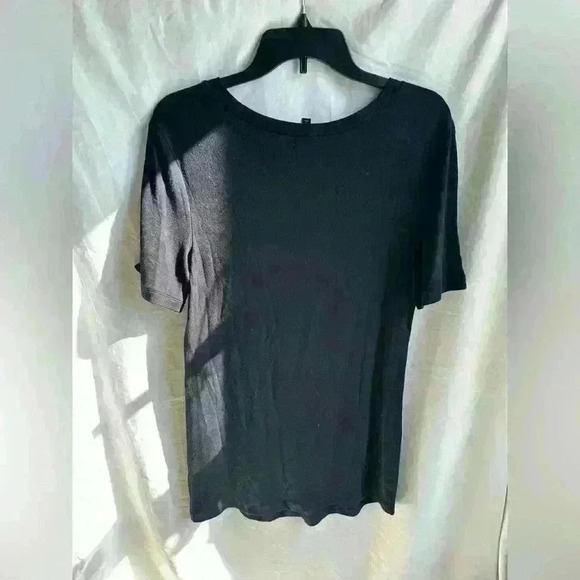 Universal Standard Black Ribbed Short Sleeve T-Shirt Dress Soft Stretchy Size S - Picture 3 of 3